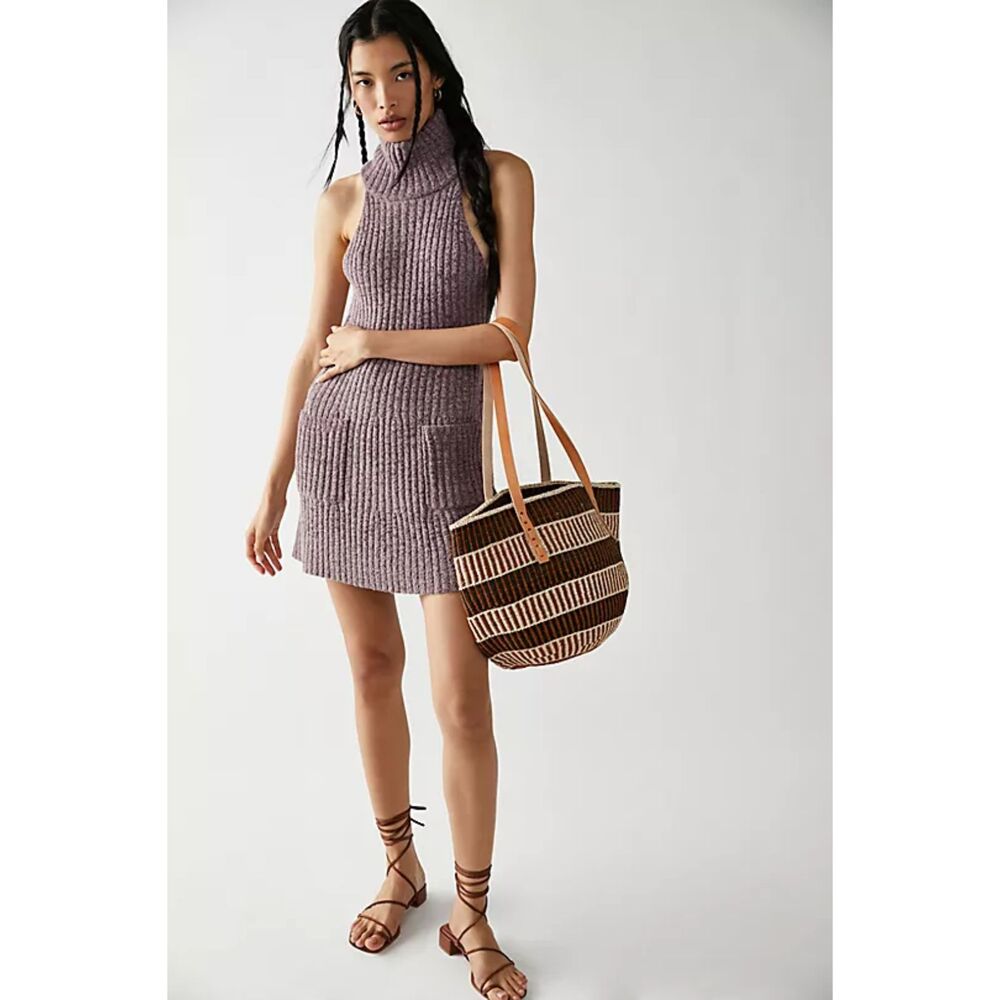 Free People Womens M Claude Mini Sweater Dress EUC boho, pockets!